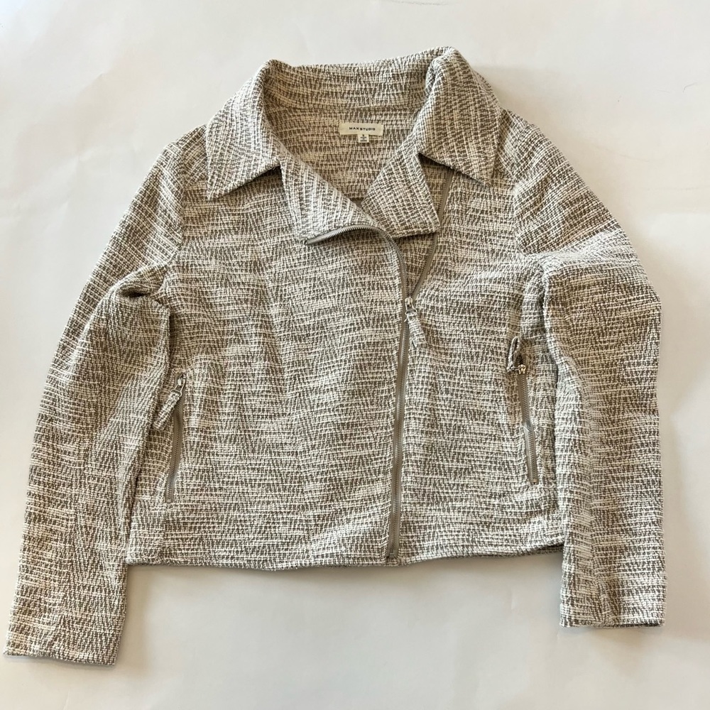 Max Studio Tweed Moto Zip Jacket